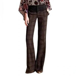 Anthropologie Brown Plaid Trousers